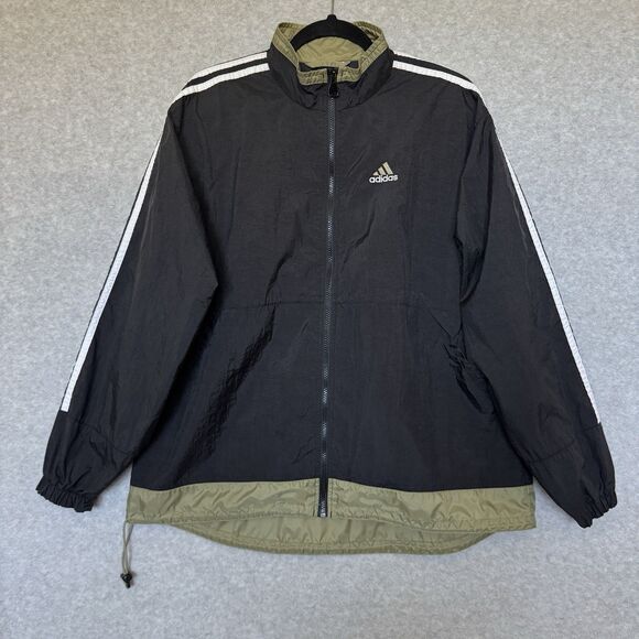 Cool Vintage Adidas 90s Vibes Full Zip Windbreaker Large Black Track Jacket Y2K - Picture 1 of 9